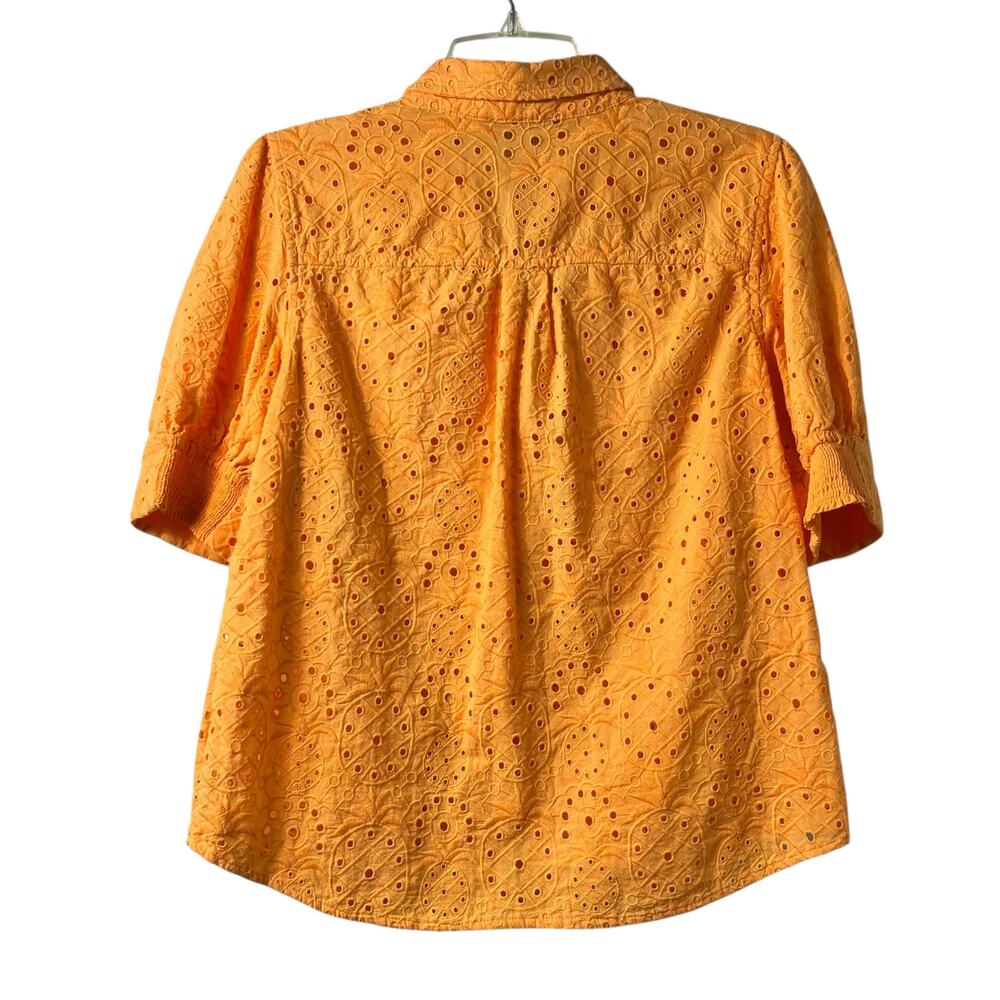 Chico's Orange Pineapple Eyelet Button Front Top … - image 7